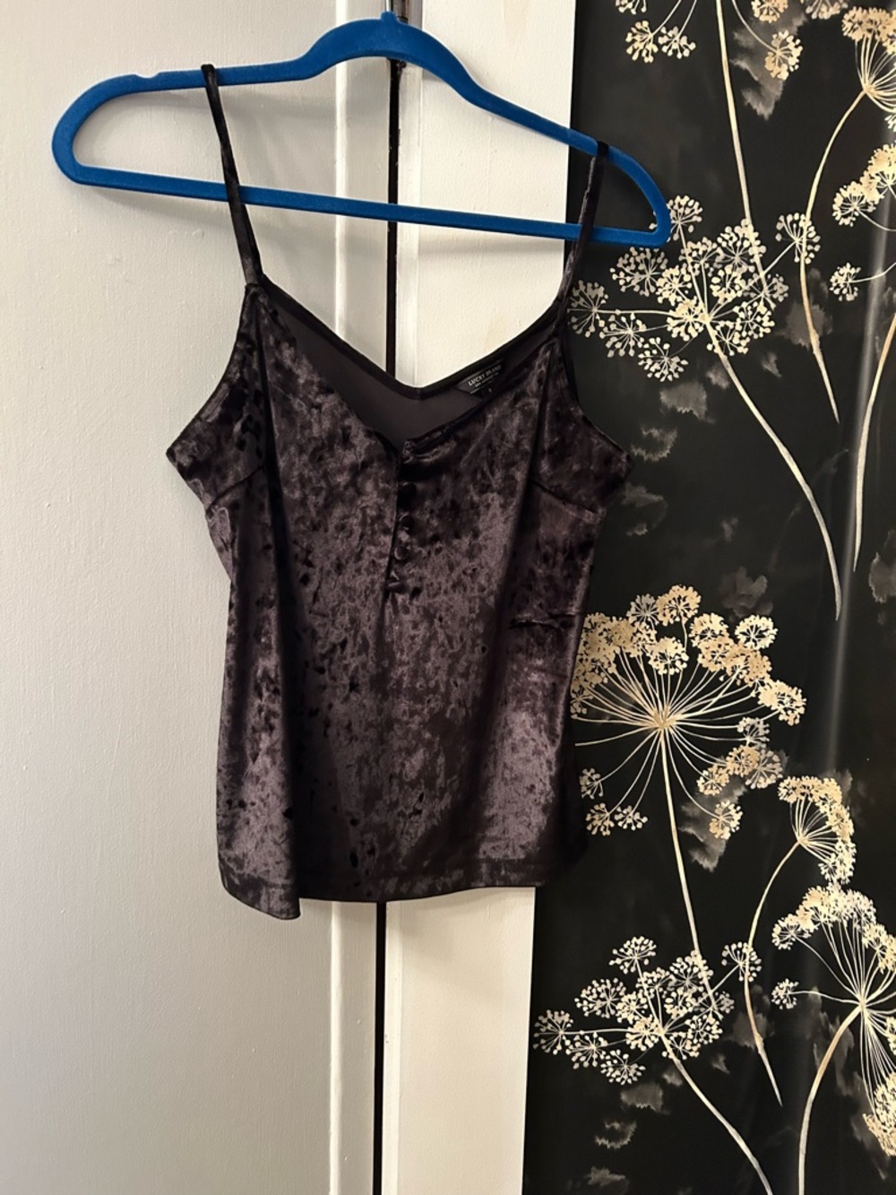 Velour Satin Charcoal Gray Cami Tank Top